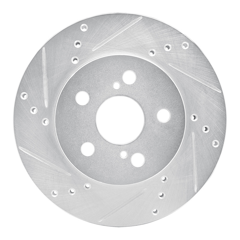 Toyota Prius Brake Rotor (1) - Front Left - R1 Concepts - Drilled & Slotted - Silver - `16-`22